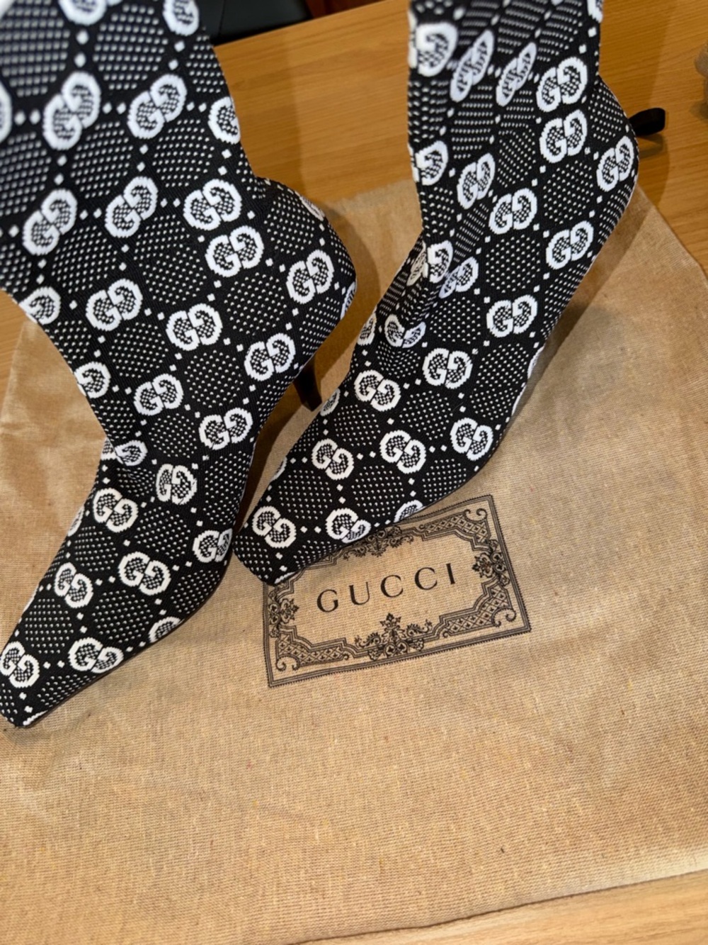 Gucci Black and White GG Logo Ankle Boots - Picture 5 of 5